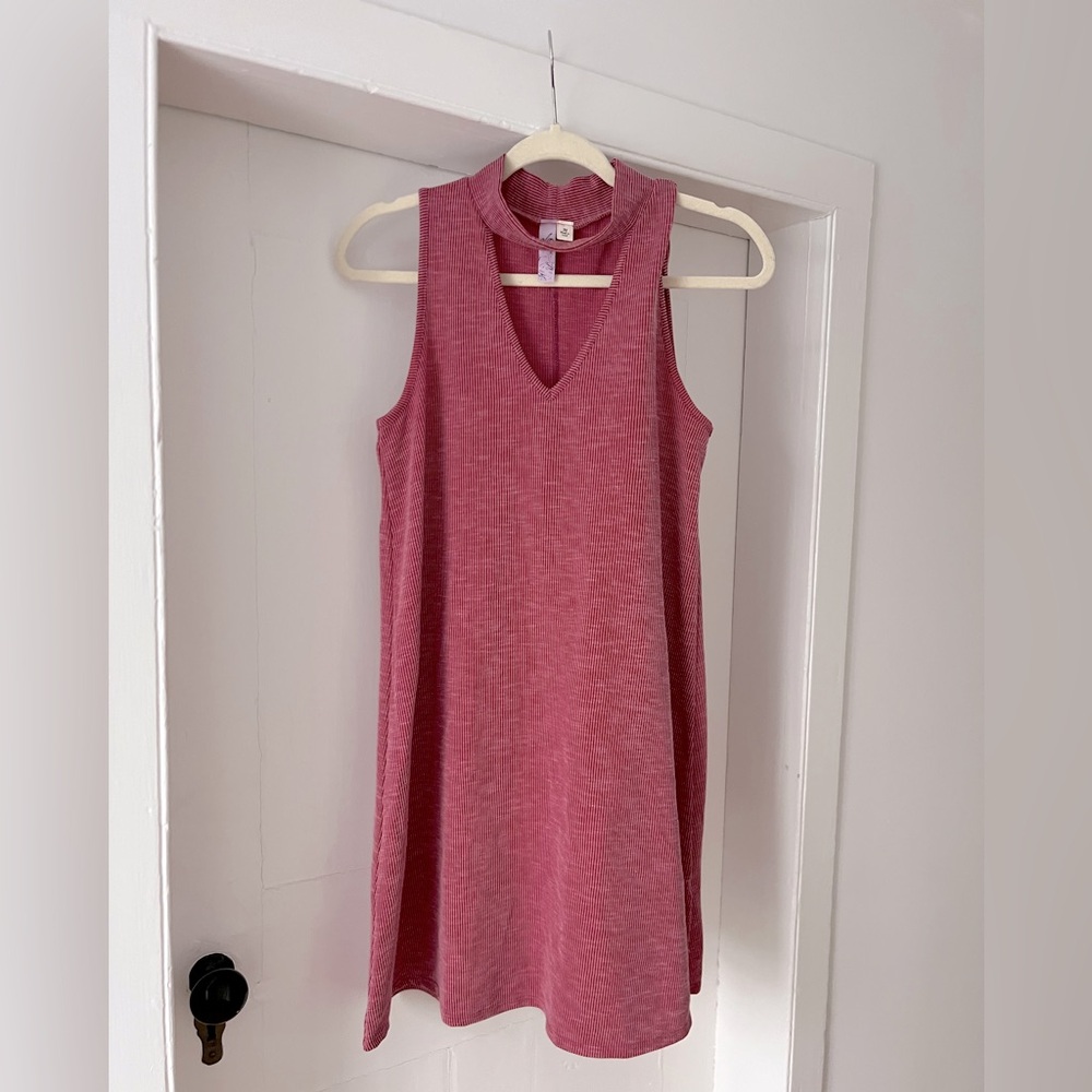 Flattering knit dress with cute neckline, size medium, slightly a-line